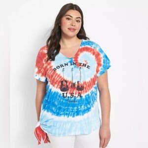 Fender Born in the USA Guitar Asymmetrical T-shirt Spiral Tie Dye size 18/20